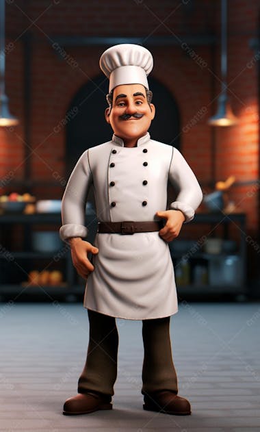 Personagem de desenho animado de chef de cozinha 3d