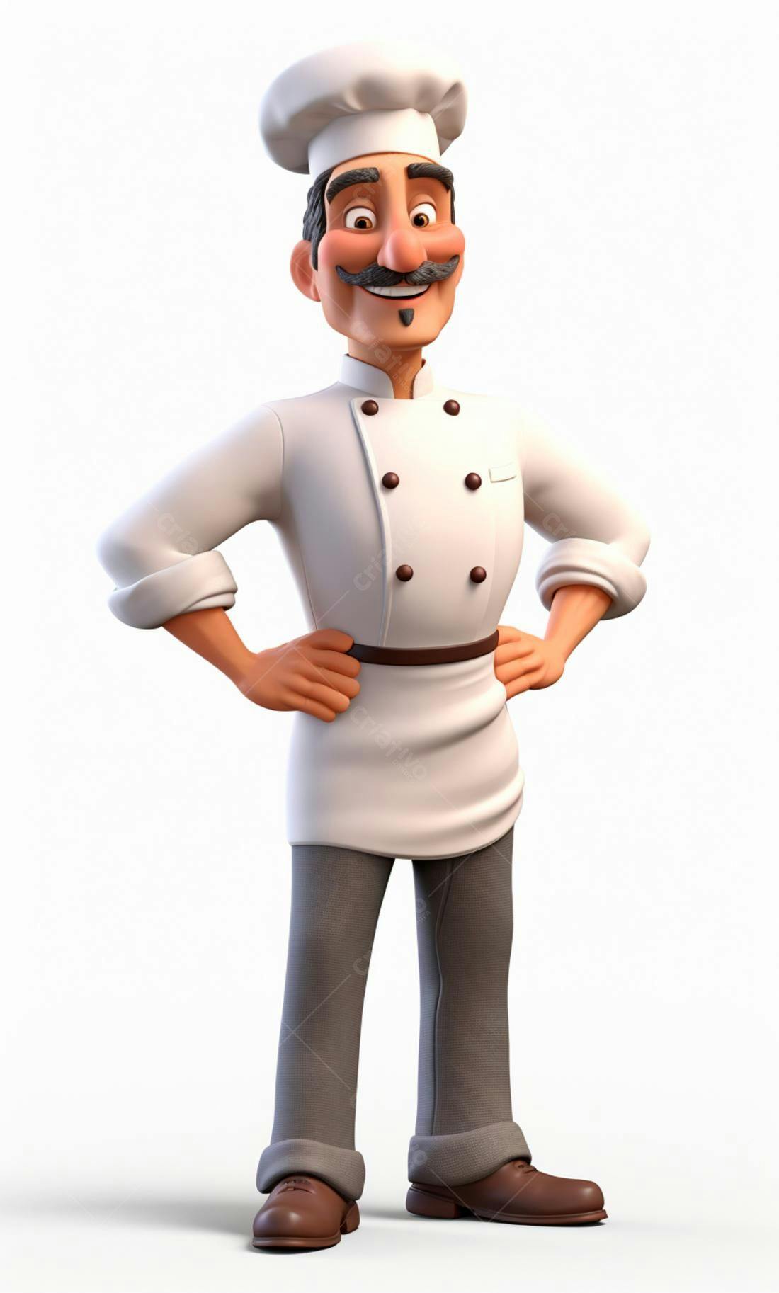 Chef de cozinha alegre ilustração 3D