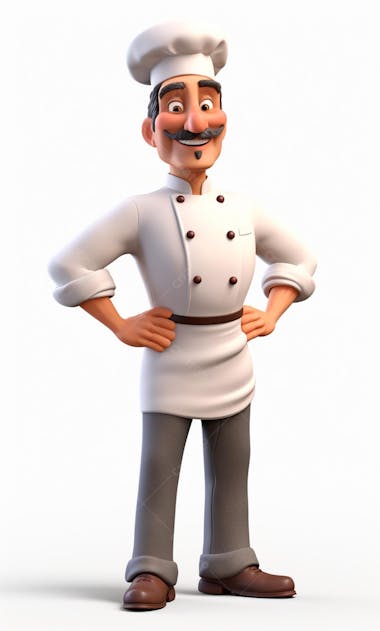 Personagem de desenho animado de chef de cozinha 3d