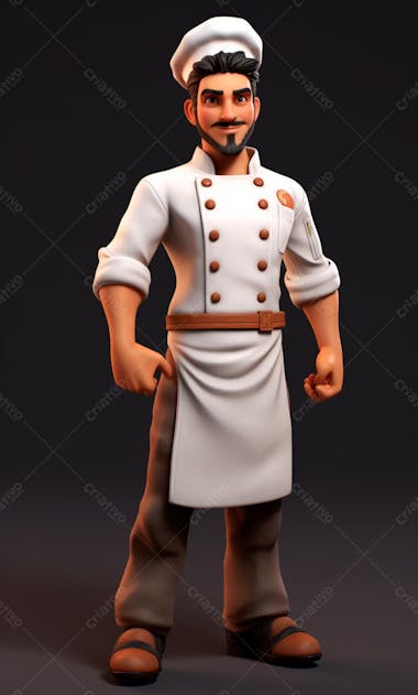 Personagem de desenho animado de chef de cozinha 3d