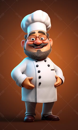 Personagem de desenho animado de chef de cozinha 3d