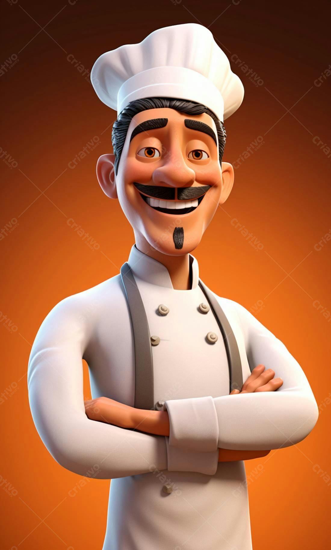 Chef de cozinha animado braços cruzados