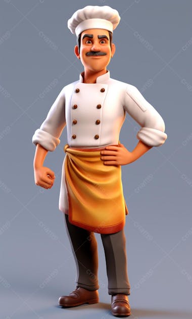 Personagem de desenho animado de chef de cozinha 3d