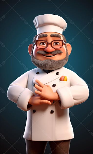 Personagem de desenho animado de chef de cozinha 3d