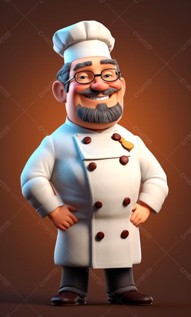 Personagem de desenho animado de chef de cozinha 3d