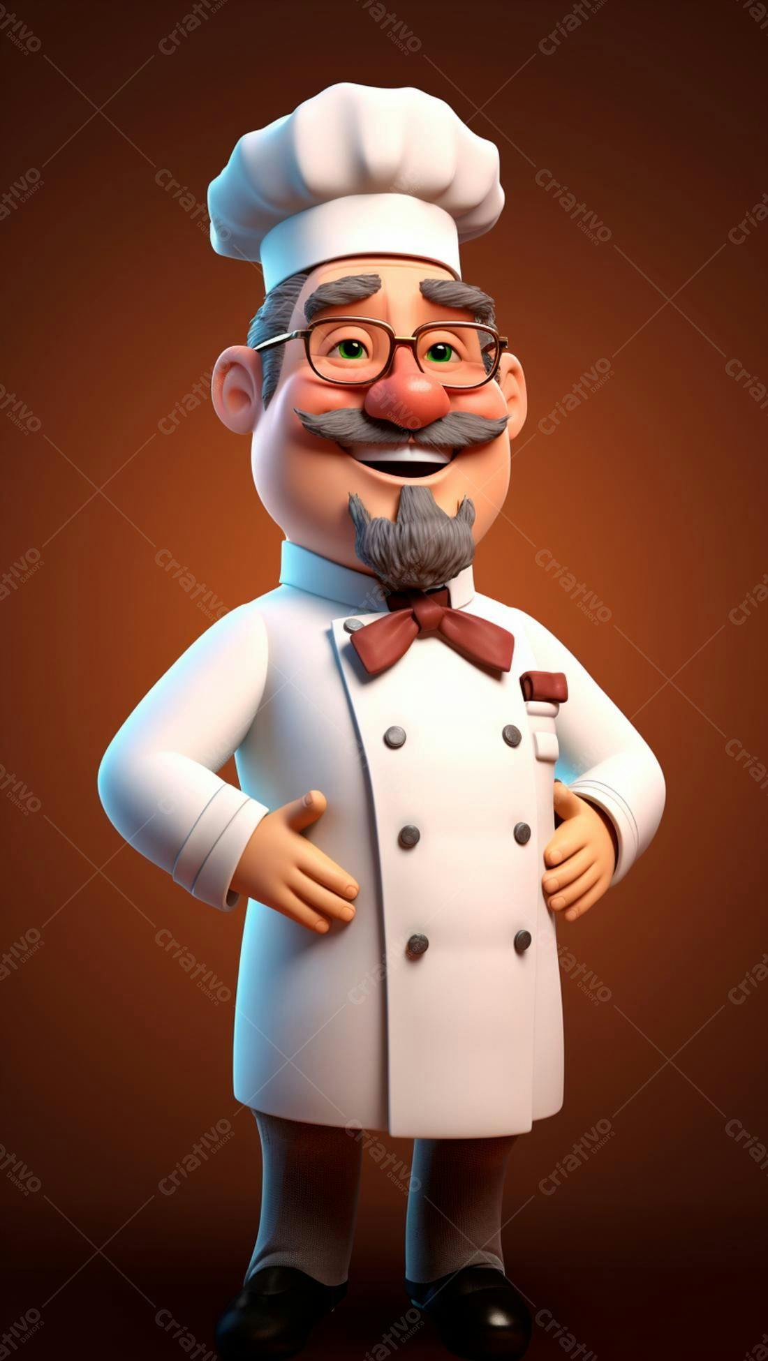 Chef de cozinha alegre ilustração 3D