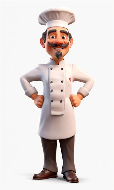 Personagem de desenho animado de chef de cozinha 3d