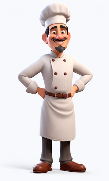 Personagem de desenho animado de chef de cozinha 3d