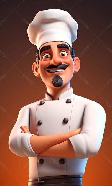 Personagem de desenho animado de chef de cozinha 3d