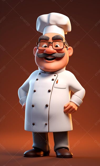 Personagem de desenho animado de chef de cozinha 3d