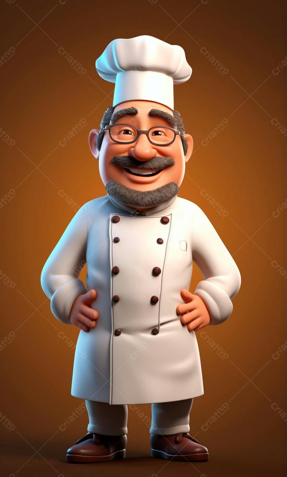 Chef de cozinha alegre ilustração 3D