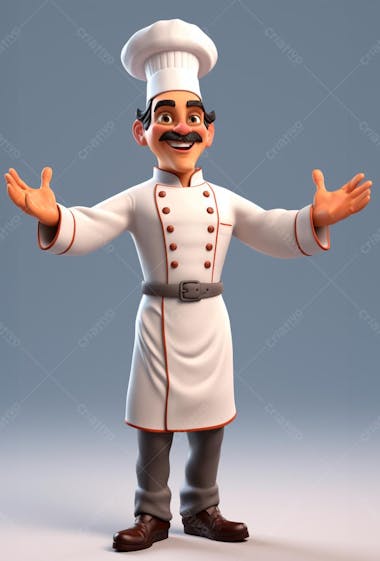 Personagem de desenho animado de chef de cozinha 3d