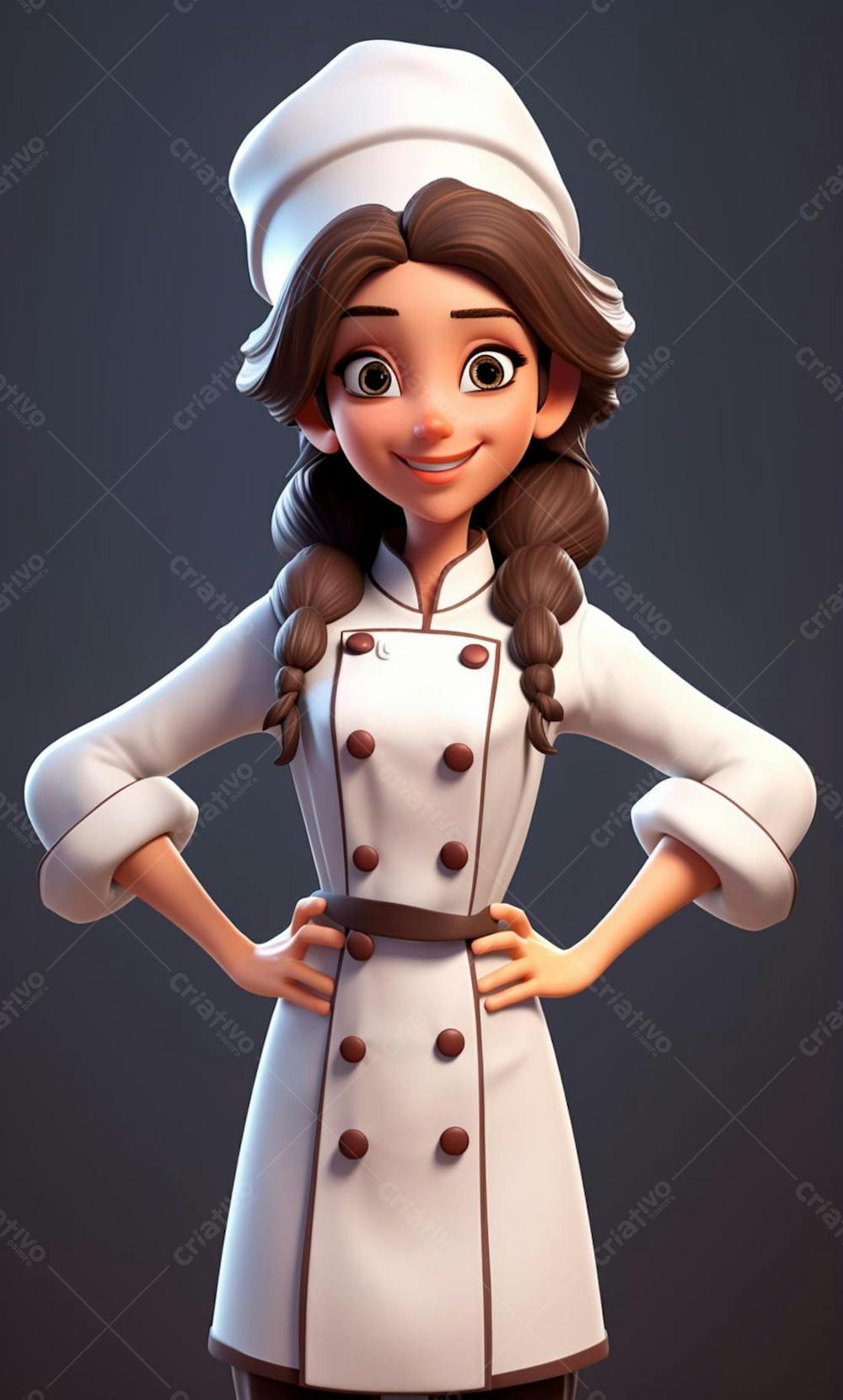 Personagem De Desenho Animado De Chef De Cozinha Mulher 3D  (1)