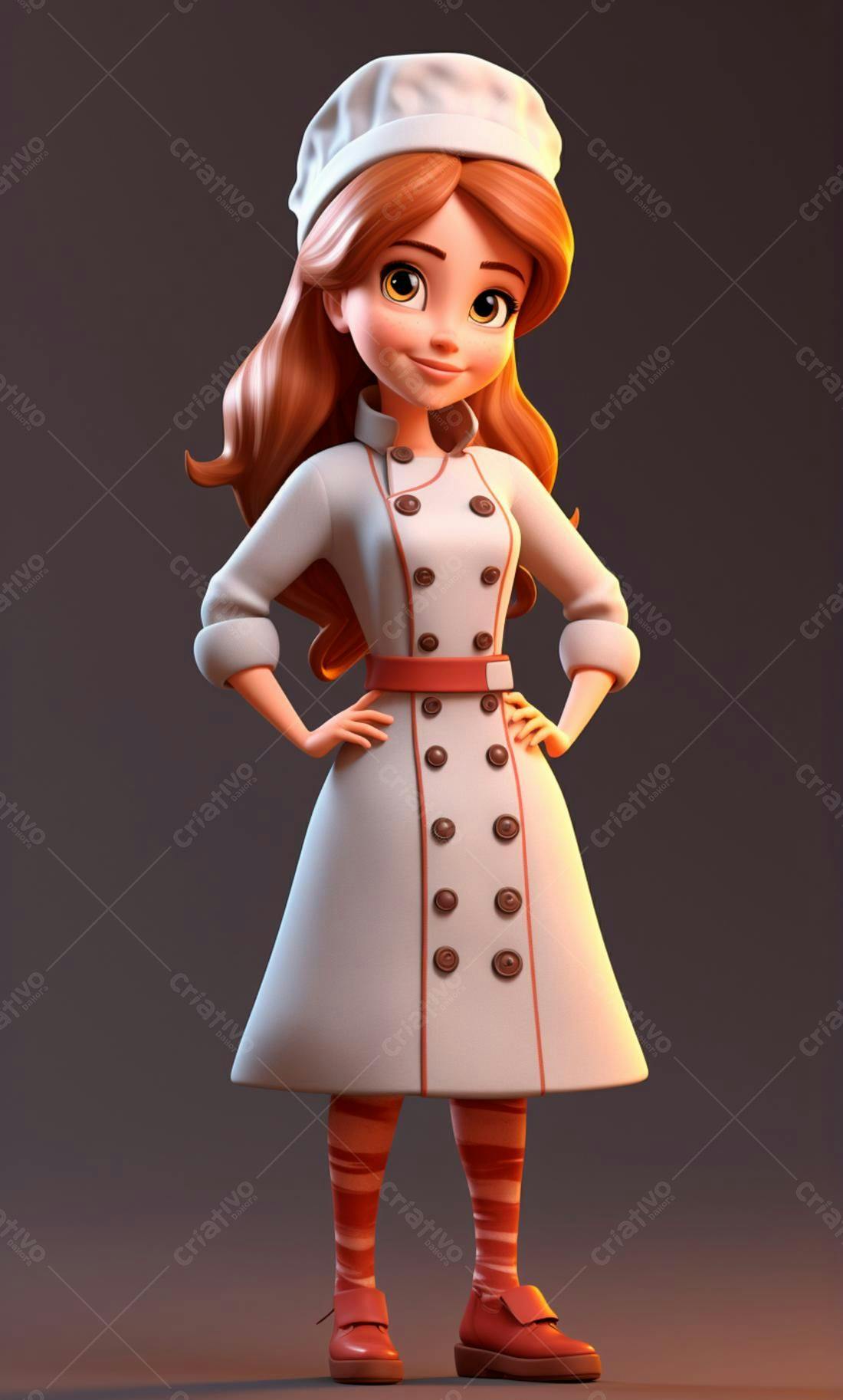 Chef feminina animada em uniforme branco
