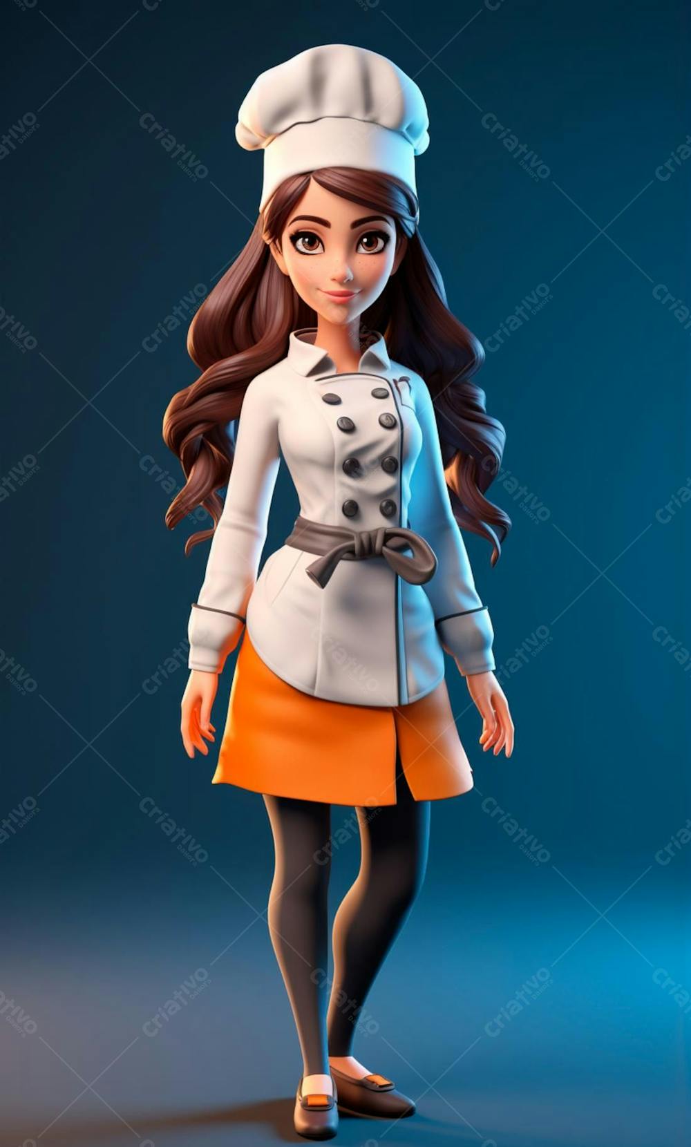 Personagem De Desenho Animado De Chef De Cozinha Mulher 3D  (9)