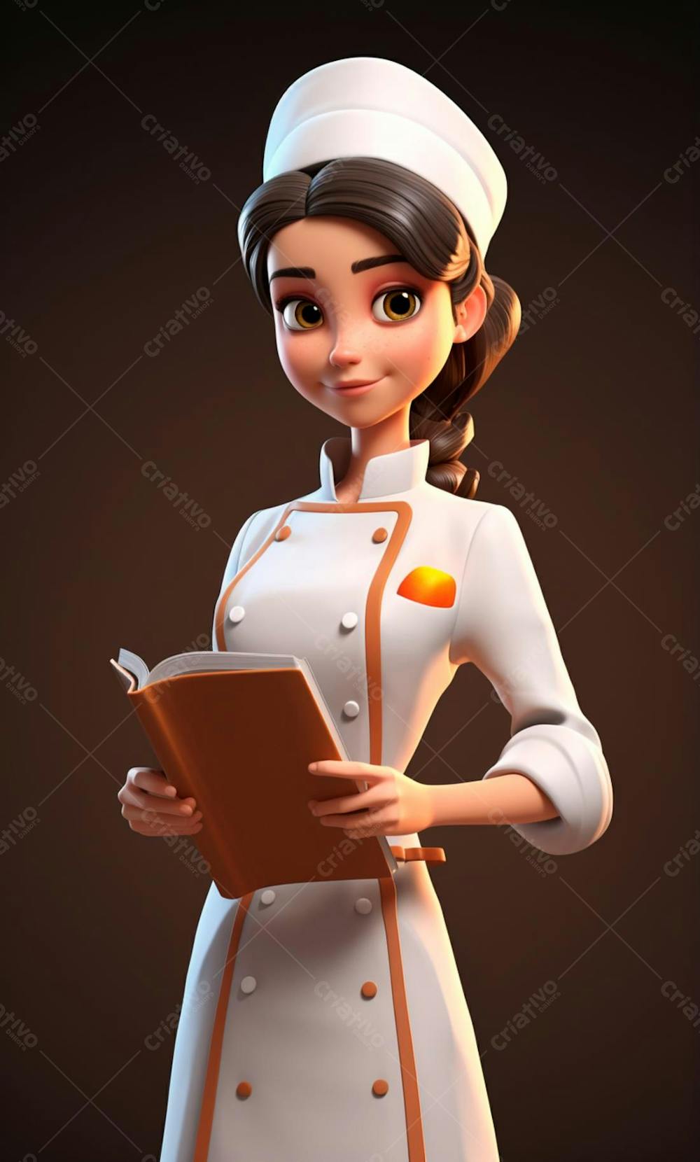 Personagem De Desenho Animado De Chef De Cozinha Mulher 3D  (19)