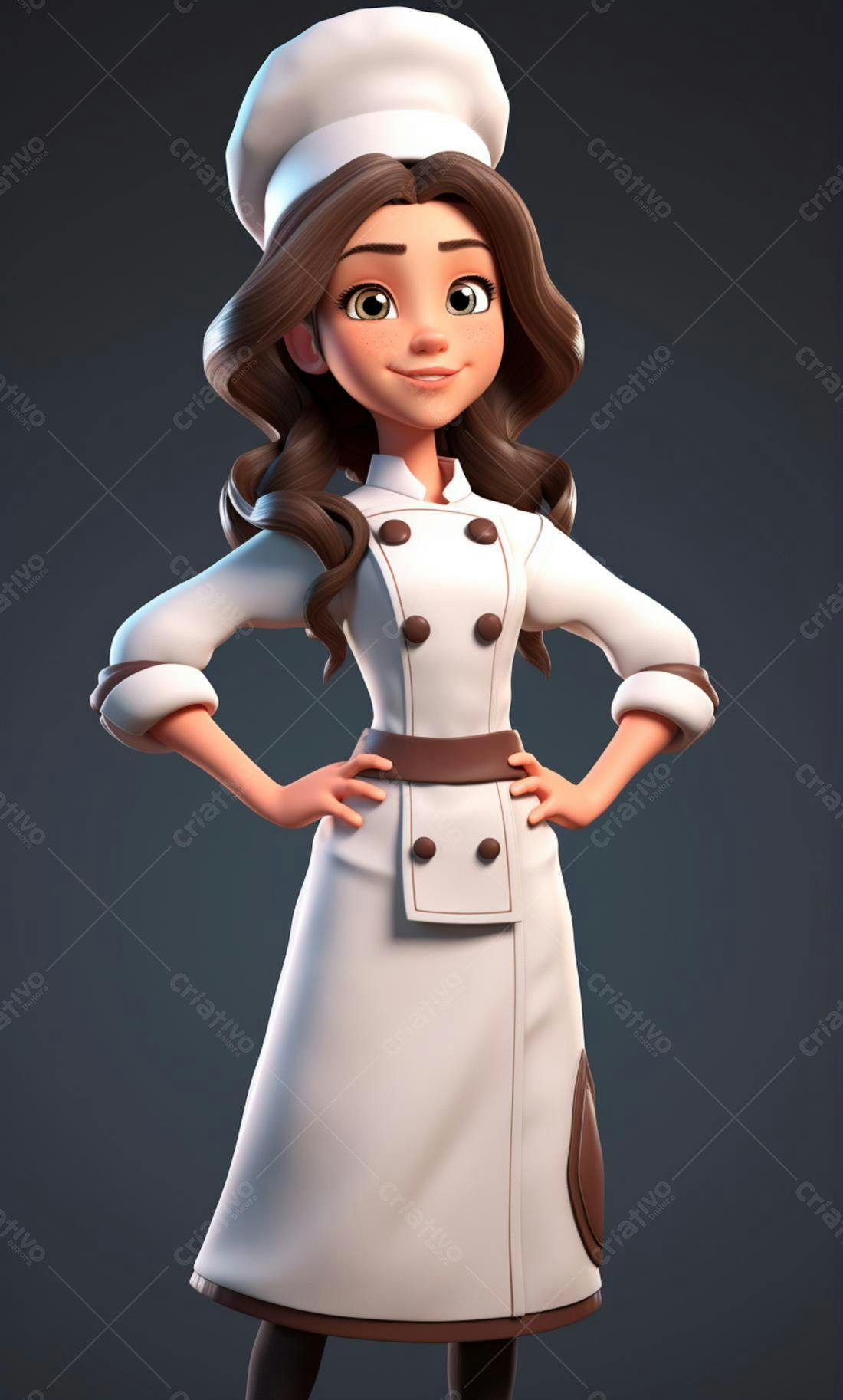 Chef mulher animada uniforme branco