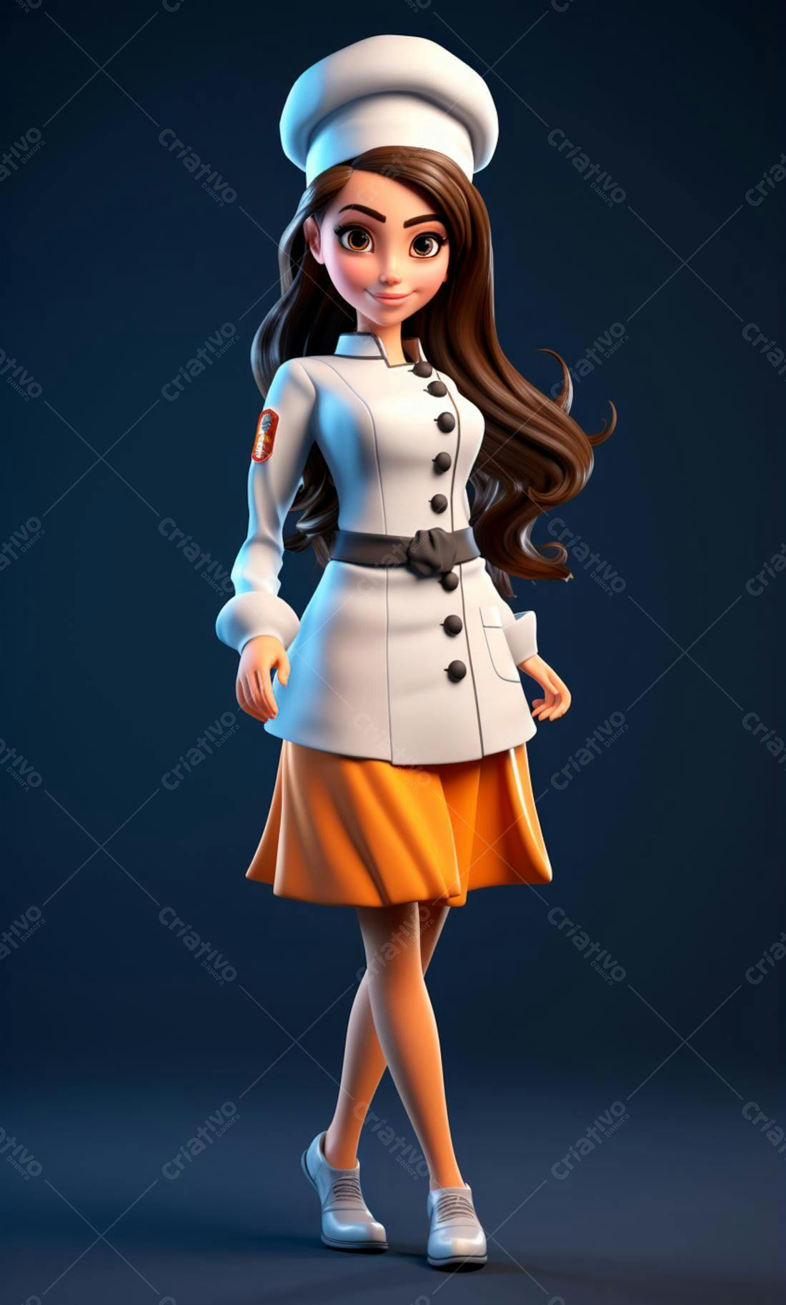 Chef feminina personagem 3D