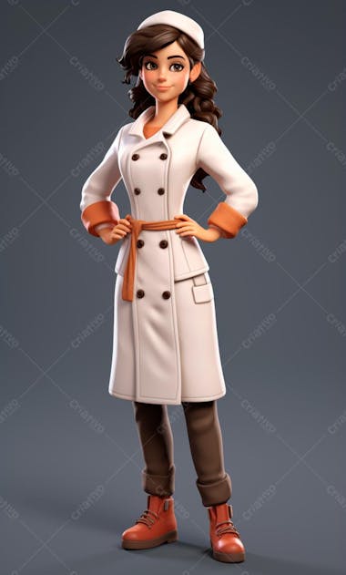 Personagem de desenho animado de chef de cozinha mulher 3d