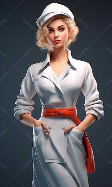 Personagem de desenho animado de chef de cozinha mulher 3d