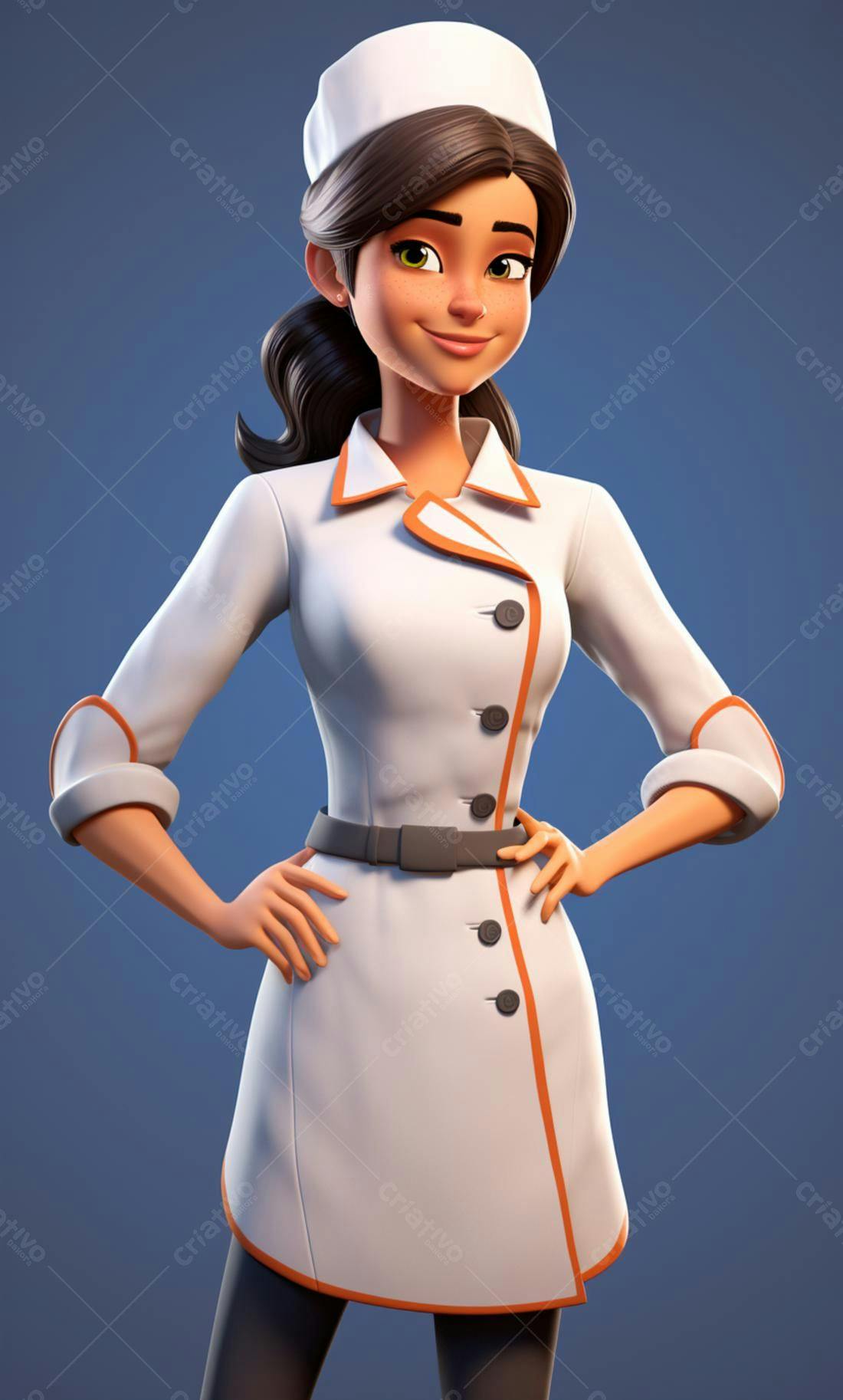 Chef feminina animada em uniforme branco