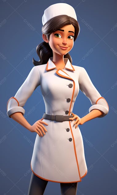 Personagem de desenho animado de chef de cozinha mulher 3d