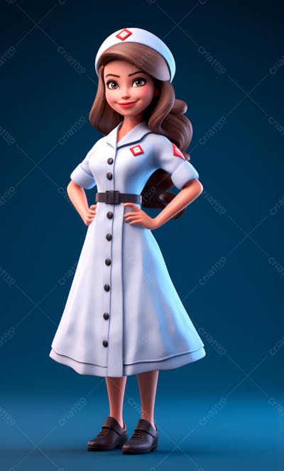 Personagem De Enfermeira Desenho Animado 3D (2)