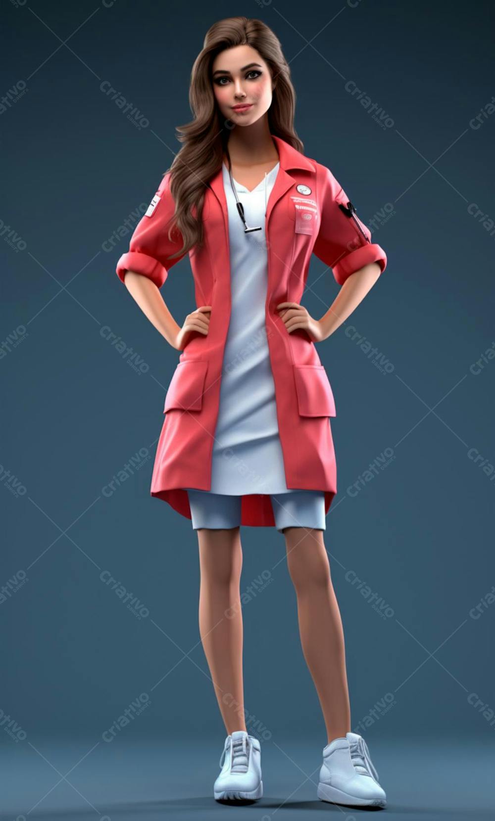 Personagem De Enfermeira Desenho Animado 3D (3)