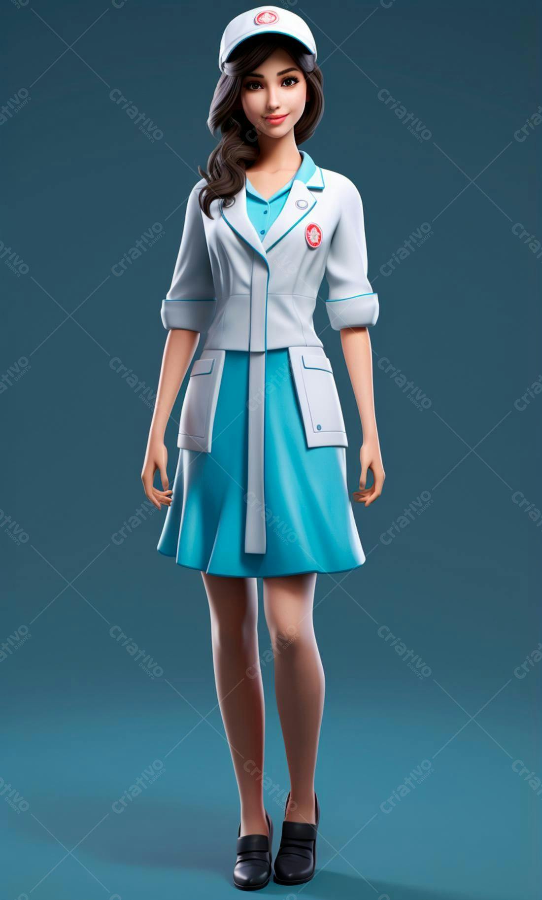 Enfermeira digital uniforme azul claro