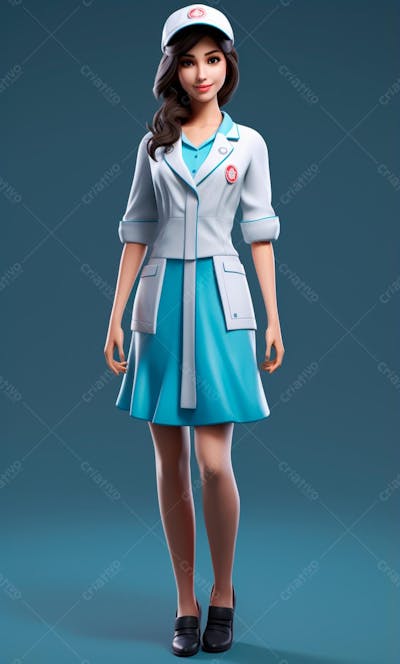 Personagem De Enfermeira Desenho Animado 3D (8)