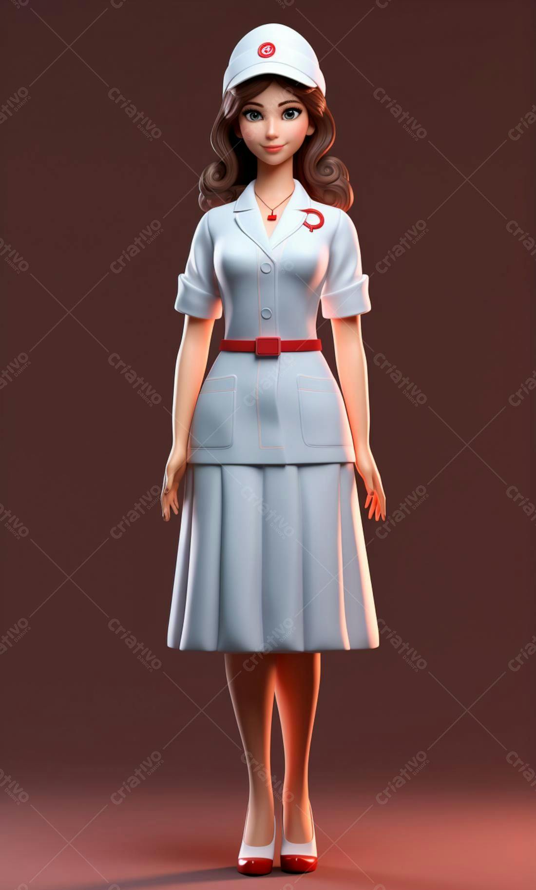 Enfermeira animada em uniforme branco
