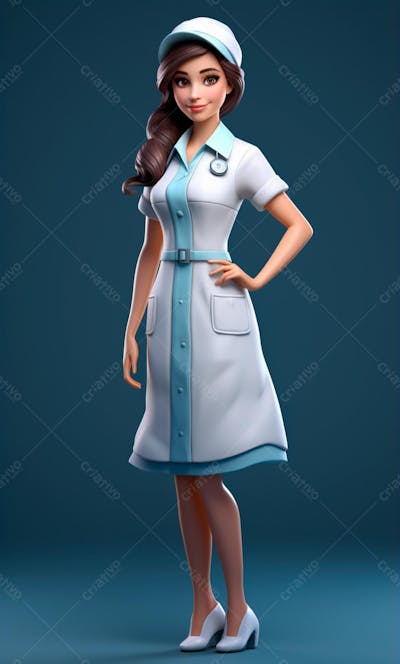 Personagem De Enfermeira Desenho Animado 3D (14)