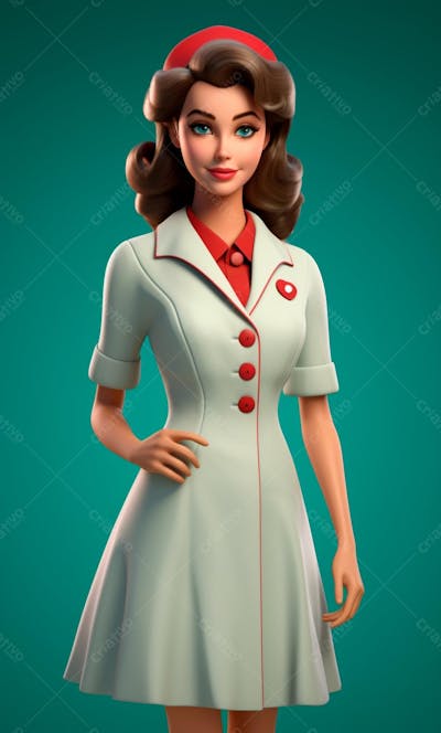 Personagem De Enfermeira Desenho Animado 3D (15)