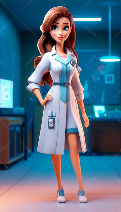 Personagem De Enfermeira Desenho Animado 3D (19)