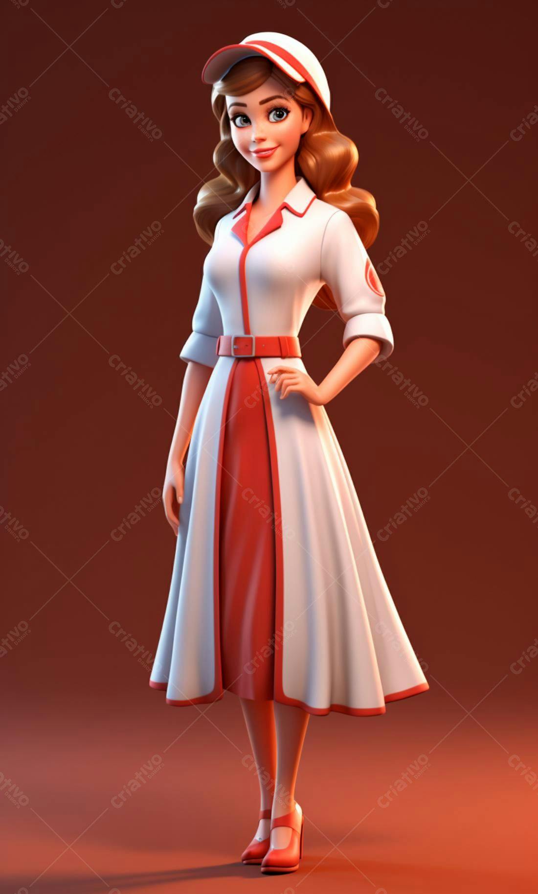 Ilustração mulher enfermeira retrô estilo cartoon