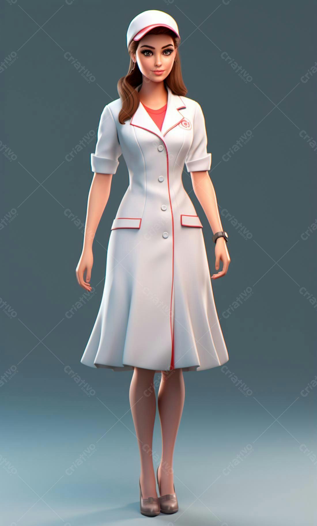 Enfermeira animada em uniforme branco