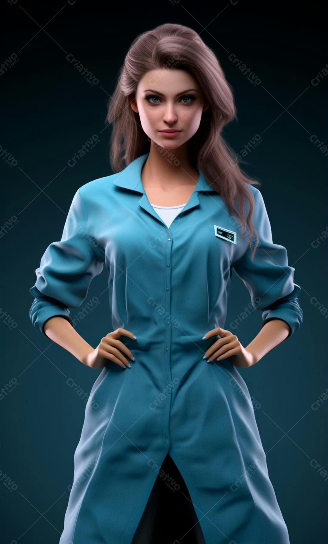 Mulher Cientista em Jaleco Azul