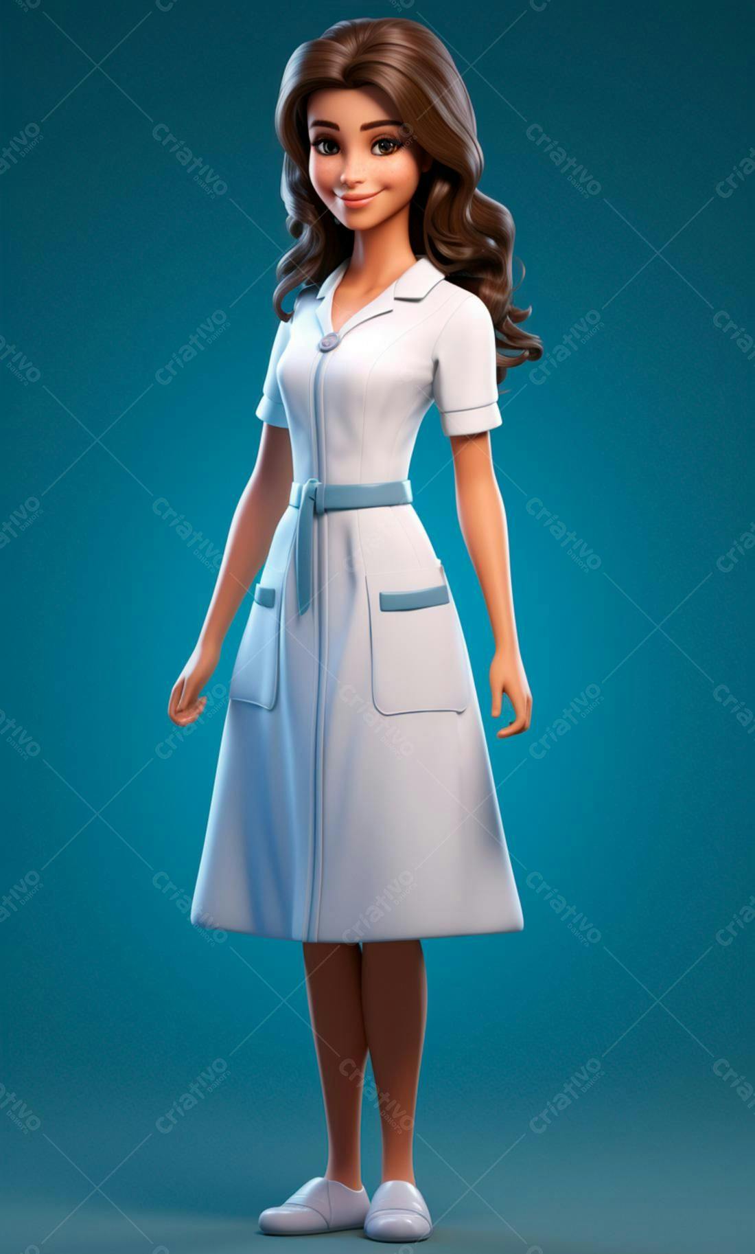 Enfermeira animada sorriso uniforme branco