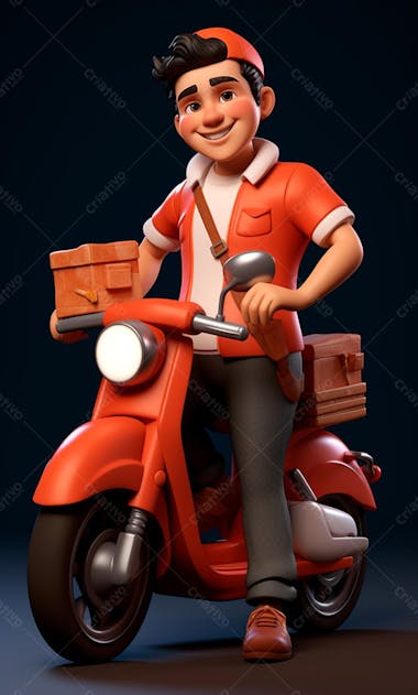 Modelo 3d de um personagem de entregador delivery