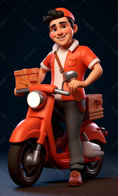 Modelo 3D De Um Personagem De Entregador Delivery (2)