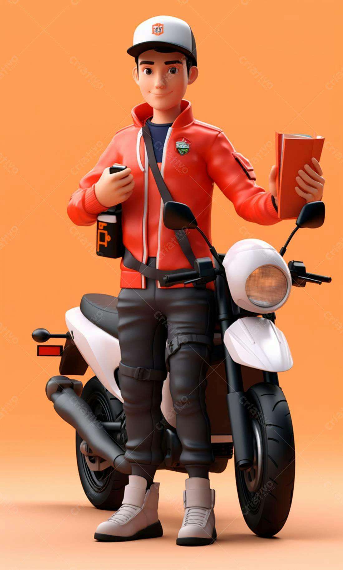 Entregador com moto e pedidos