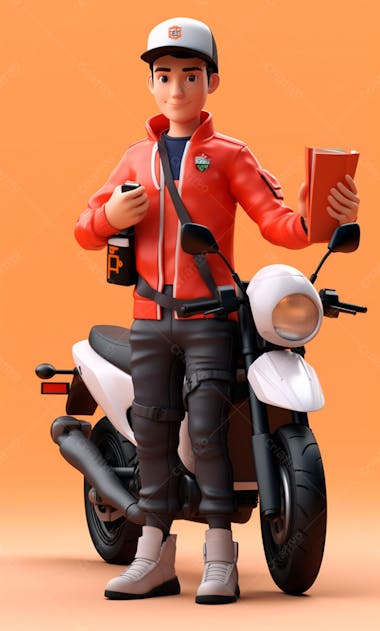 Modelo 3d de um personagem de entregador delivery