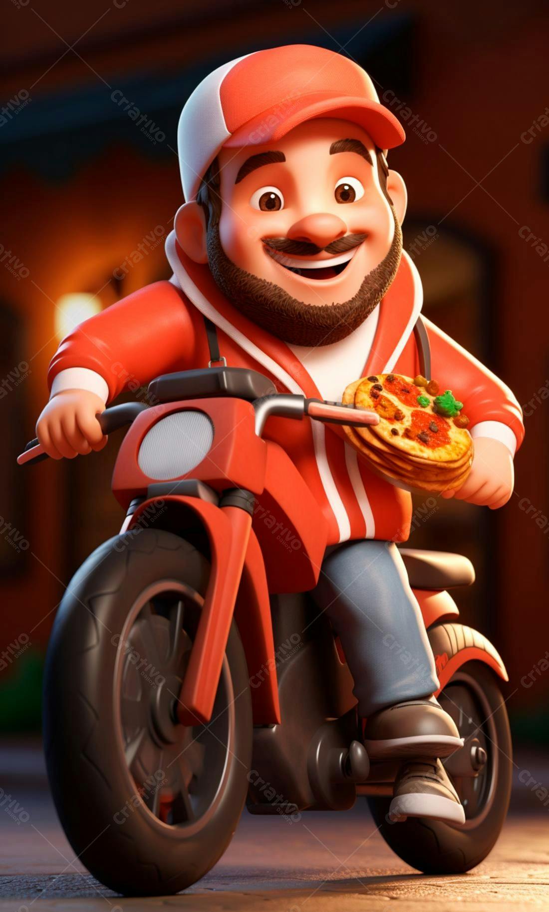 Entregador de pizza em moto