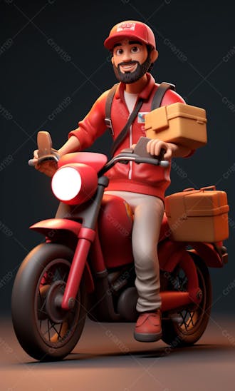 Modelo 3d de um personagem de entregador delivery