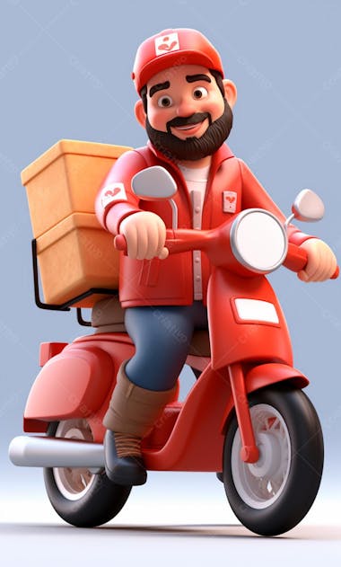 Modelo 3d de um personagem de entregador delivery