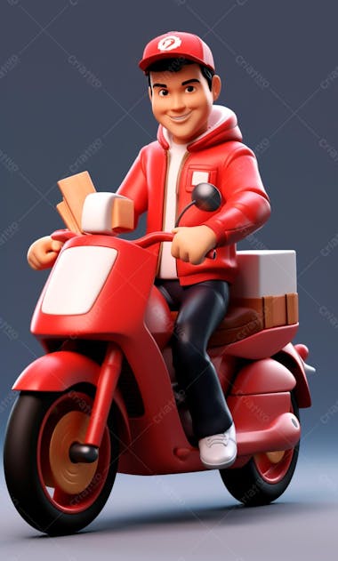 Modelo 3d de um personagem de entregador delivery