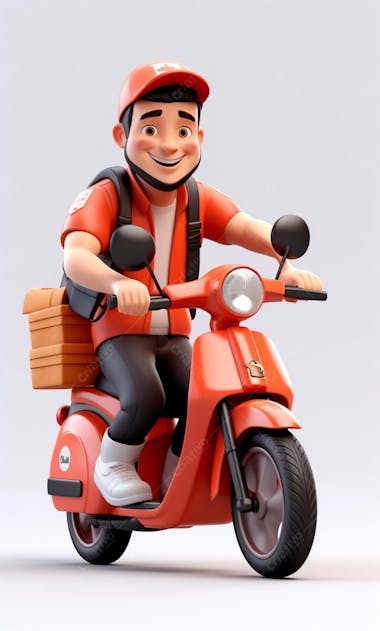 Modelo 3d de um personagem de entregador delivery