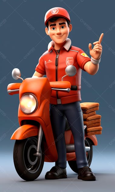 Modelo 3d de um personagem de entregador delivery