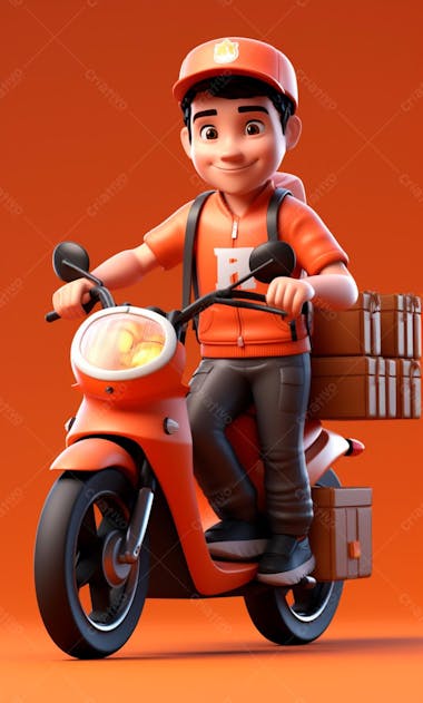 Modelo 3d de um personagem de entregador delivery