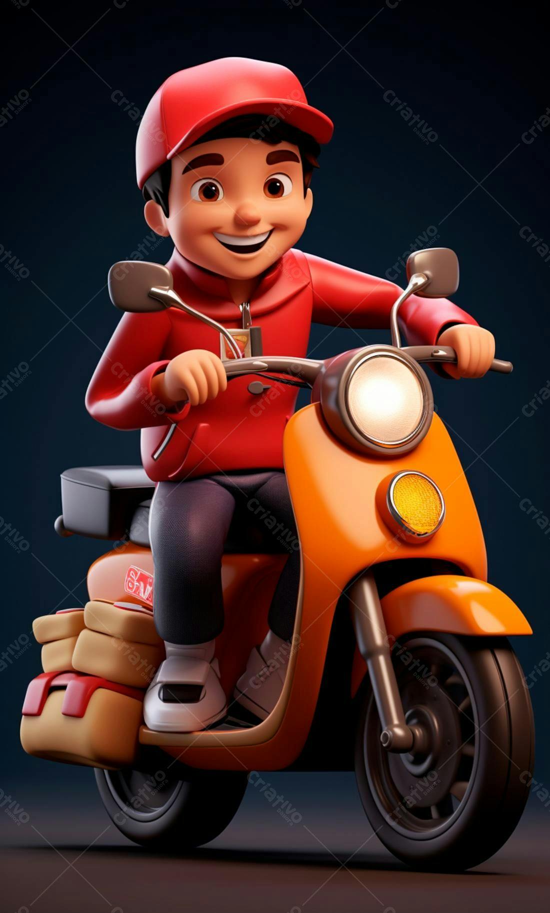 Entregador animação moto laranja
